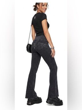 Vintage Hard Tail Forever Y2K Angel Wing Fold Over Yoga Pant Size L Grunge 90’s